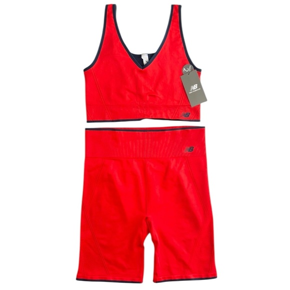 NWT New Balance Red/Navy V-Neck Highrise  Compression Activewear Set (XL) - Picture 1 of 14